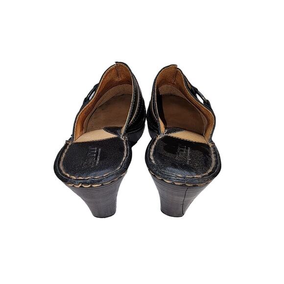 Born Slip On Wedges w/ Buckle Embellishments Black Leather Women Sz 8 Minimalist - Picture 3 of 8